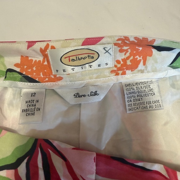 Talbots Petites Pure Silk Tropical Print Pants Women’s 12P | Wide Leg Resort - Picture 2 of 6